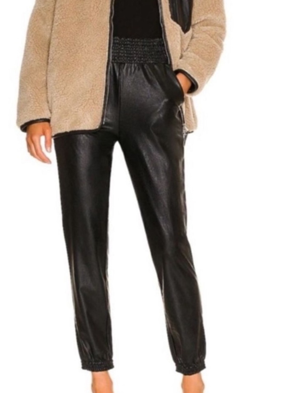 Commando Black Faux Leather Pocketed Joggers S - Picture 3 of 9